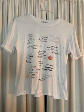 Michael Stars Los Angeles Graphic Tee XS White Bliss Sunshine Cotton T-Shirt